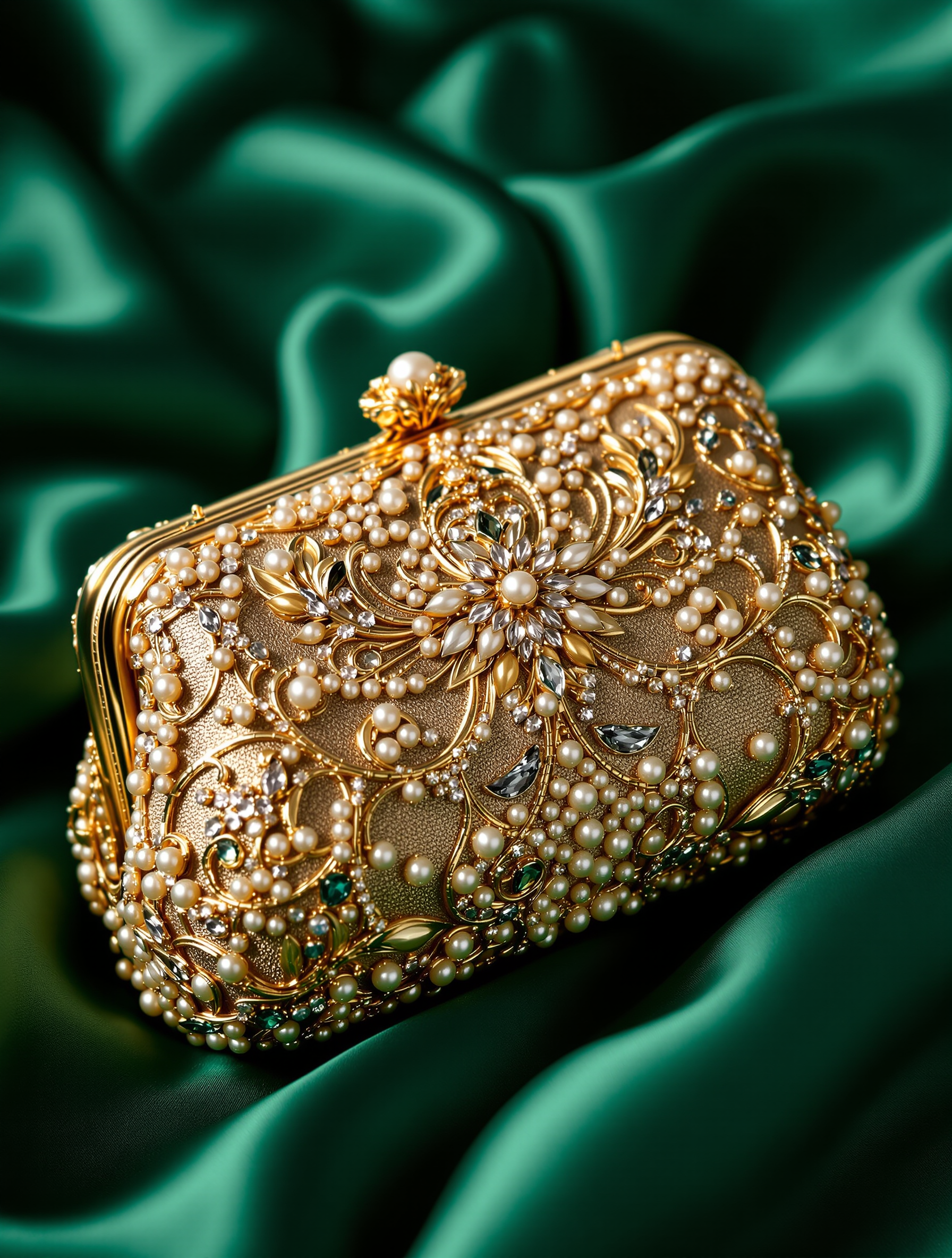 Zardozi Evening Clutch - gold zardozi-embroidered evening clutch bag